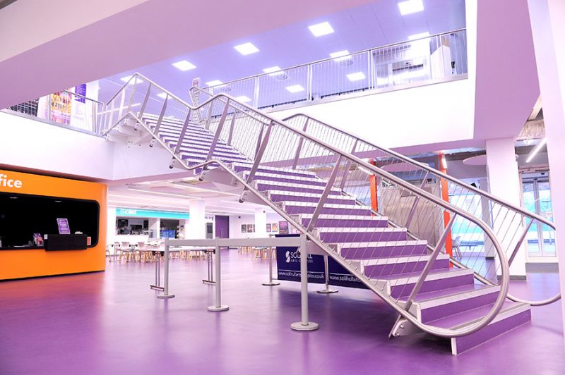 Solihull Library: Bottom view of completed Staircase & Balustrade.: Swipe To View More Images