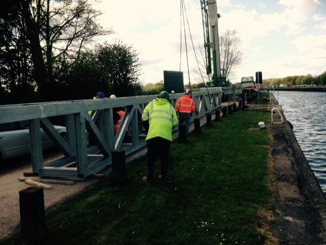Holme Pierrepont County Park: Installation of bridge over the River Trent.: Swipe To View More Images